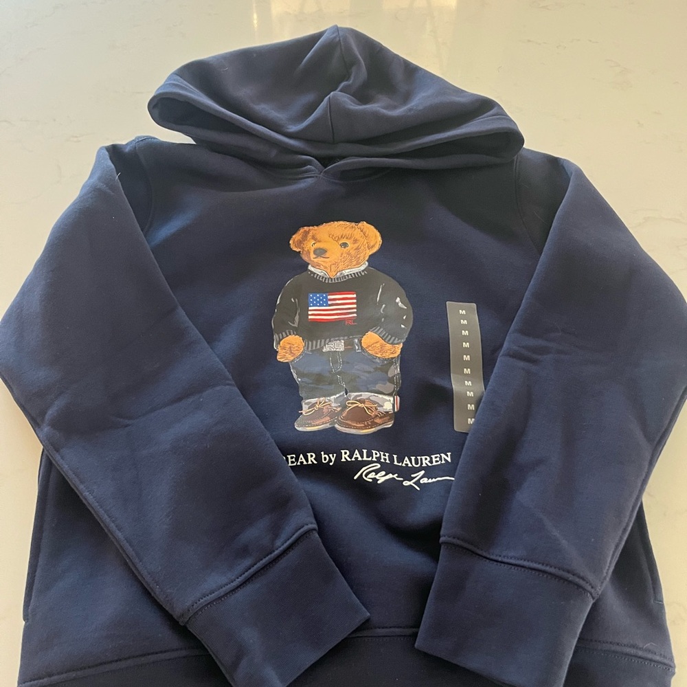 Sold - Ralph Lauren Navy Sweatshirt with Bear and Flag